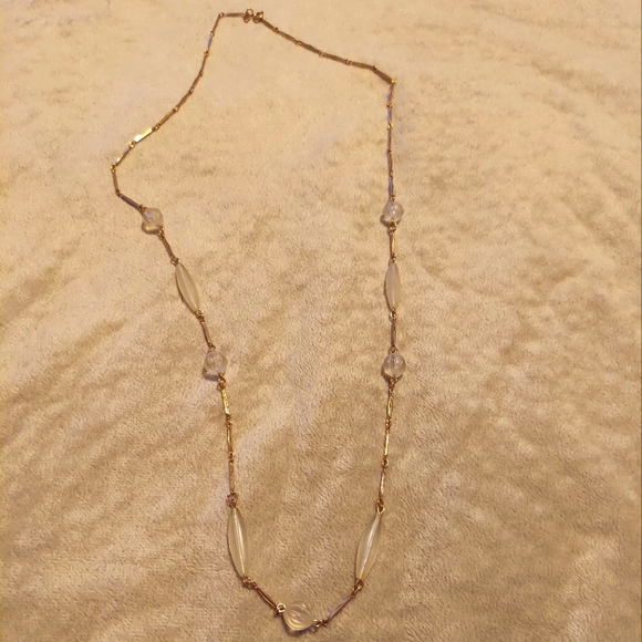 Vintage Gold Tone and White Coventry Necklace 💛 - Picture 1 of 6